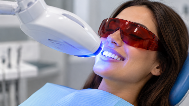 Zoom teeth whitening treatment in a dental clinic